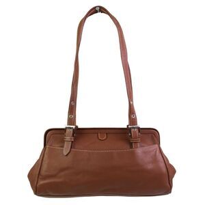 Tignanello BROWN GENUINE LEATHER MEDIUM TOP HANDLE SHOULDER BAG HANDBAG PURSE